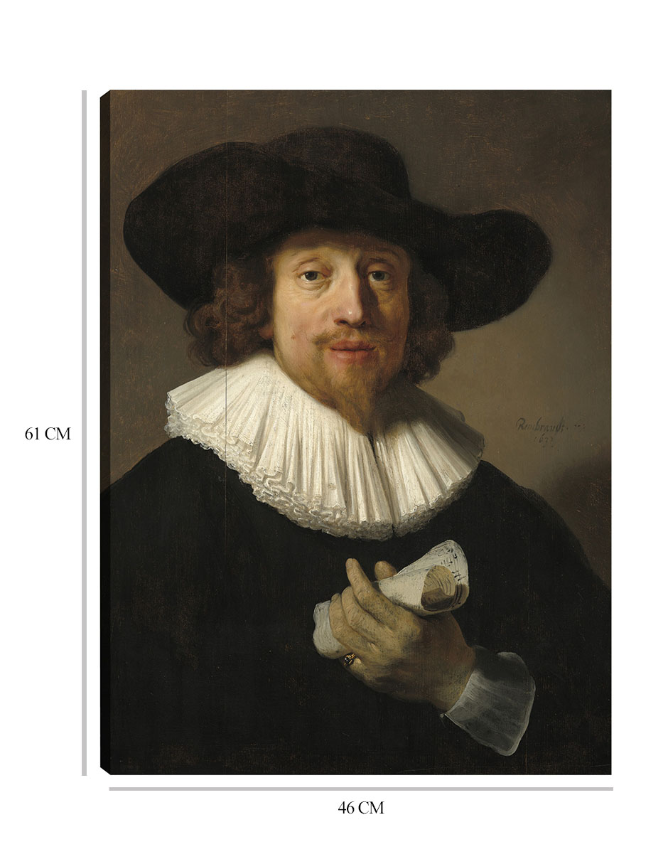 Foto 7 pulgar | Cuadro Decorativo - Hombre Con Una Partitura (1633)- Rembrandt Van Rijn - Fotografía - 46x61 - Impresión En Li