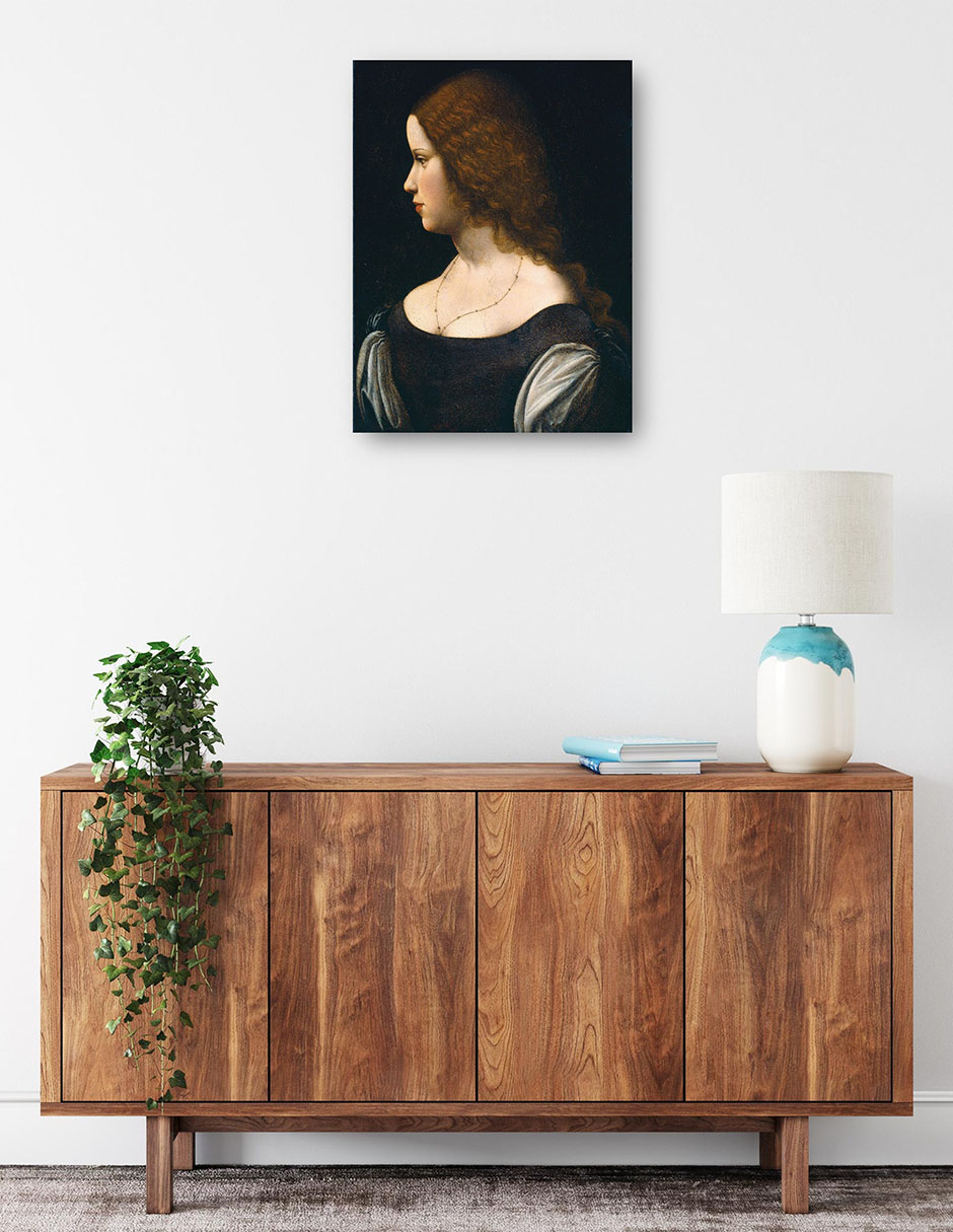 Foto 2 | Cuadro Decorativo - Retrato De Una Señorita, C. 1500- Leonardo Da Vinci - Fotografía - 69x92 - Impresión En L