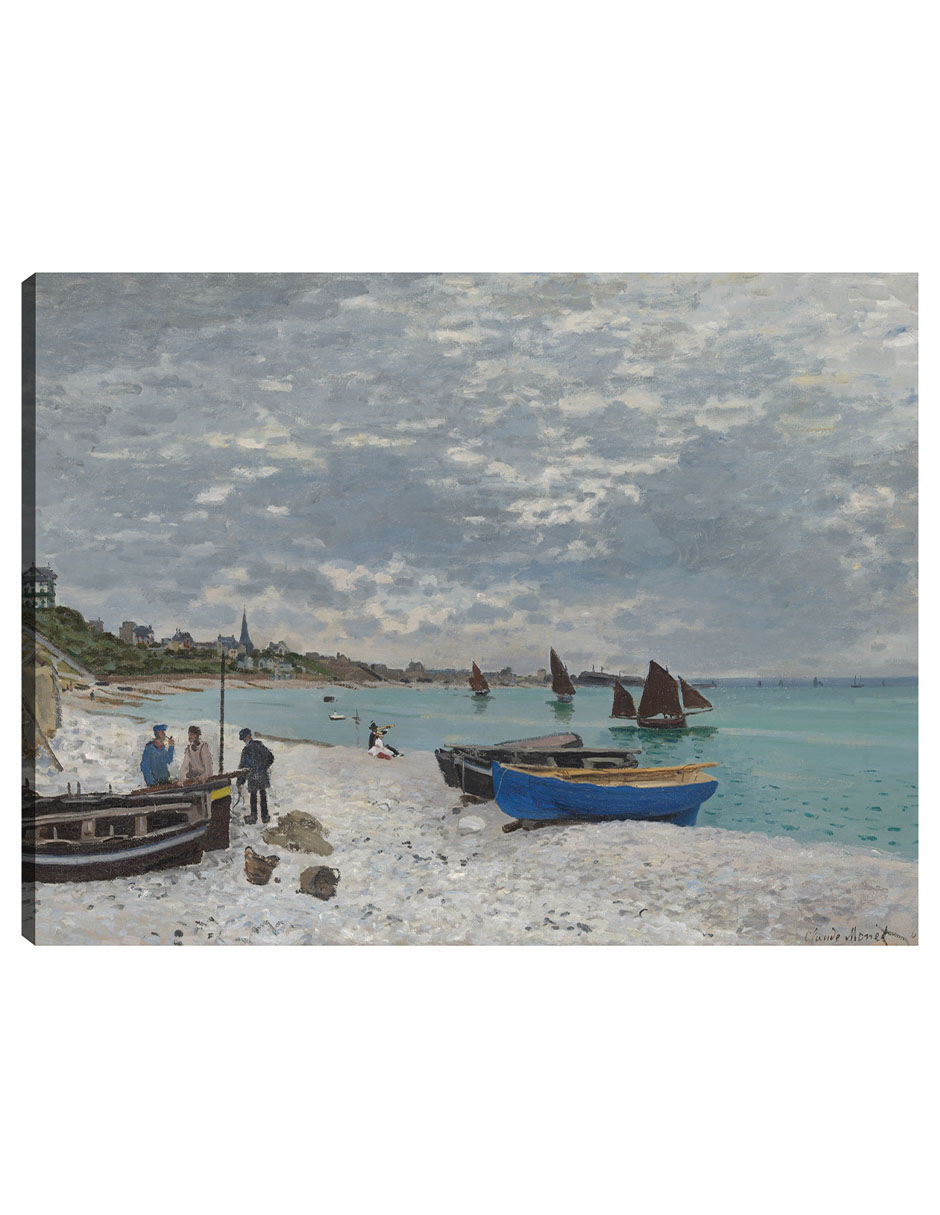 Cuadro Decorativo - La Playa De Sainte-adresse- Claude Monet - Religión - 28x36 - Impresión En Lienzo - Fine Art Tj