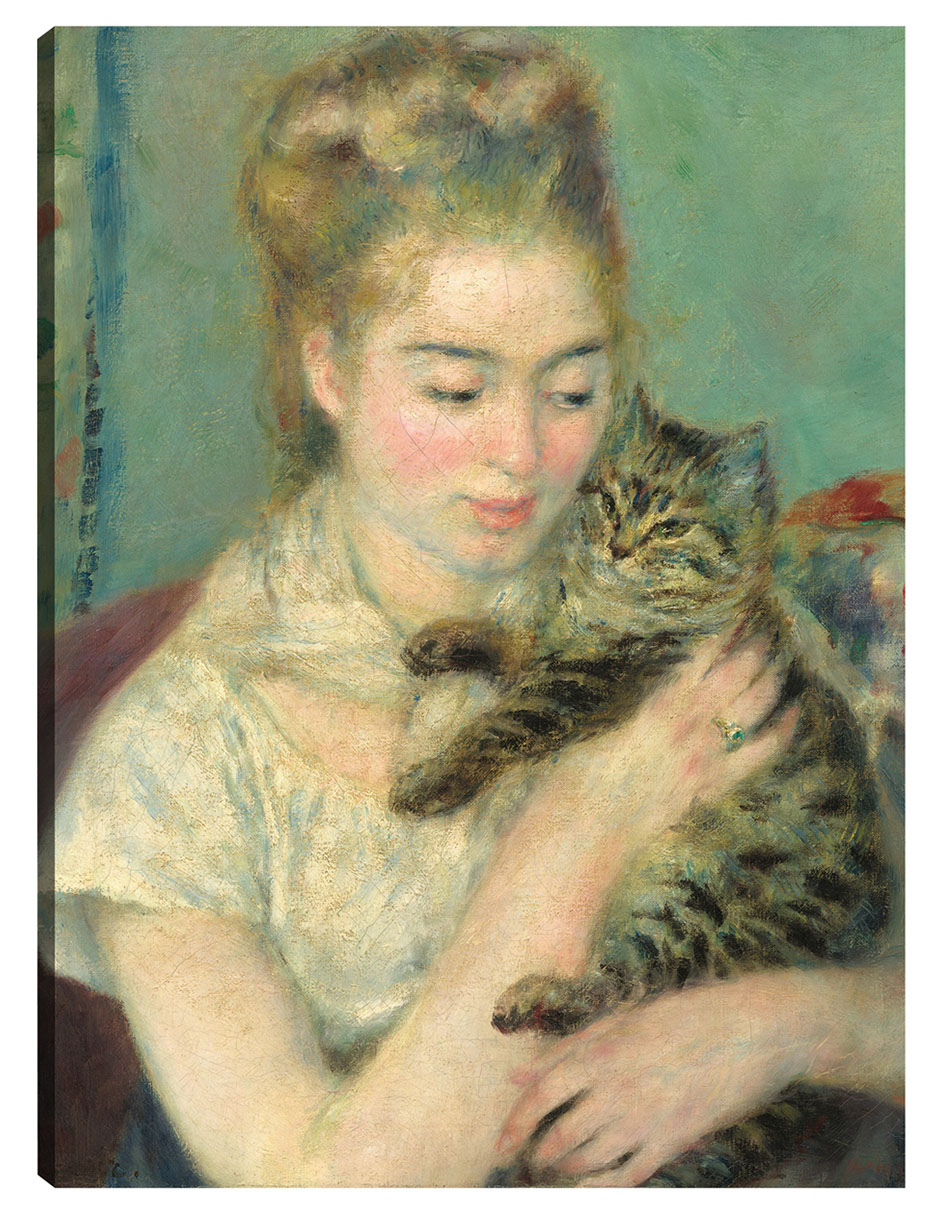 Cuadro Decorativo - Mujer Con Un Gato- Pierre-auguste Renoir - Fotografía - 28x36 - Impresión En Lienzo - Fine Art Tj