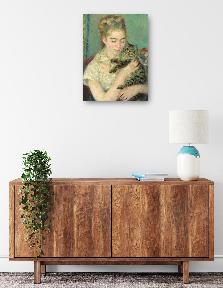 Foto 3 pulgar | Cuadro Decorativo - Mujer Con Un Gato- Pierre-auguste Renoir - Fotografía - 28x36 - Impresión En Lienzo - Fine Art Tj