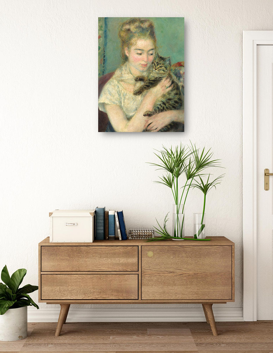 Foto 4 pulgar | Cuadro Decorativo - Mujer Con Un Gato- Pierre-auguste Renoir - Fotografía - 28x36 - Impresión En Lienzo - Fine Art Tj