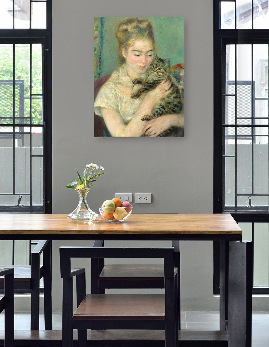 Foto 5 pulgar | Cuadro Decorativo - Mujer Con Un Gato- Pierre-auguste Renoir - Fotografía - 28x36 - Impresión En Lienzo - Fine Art Tj