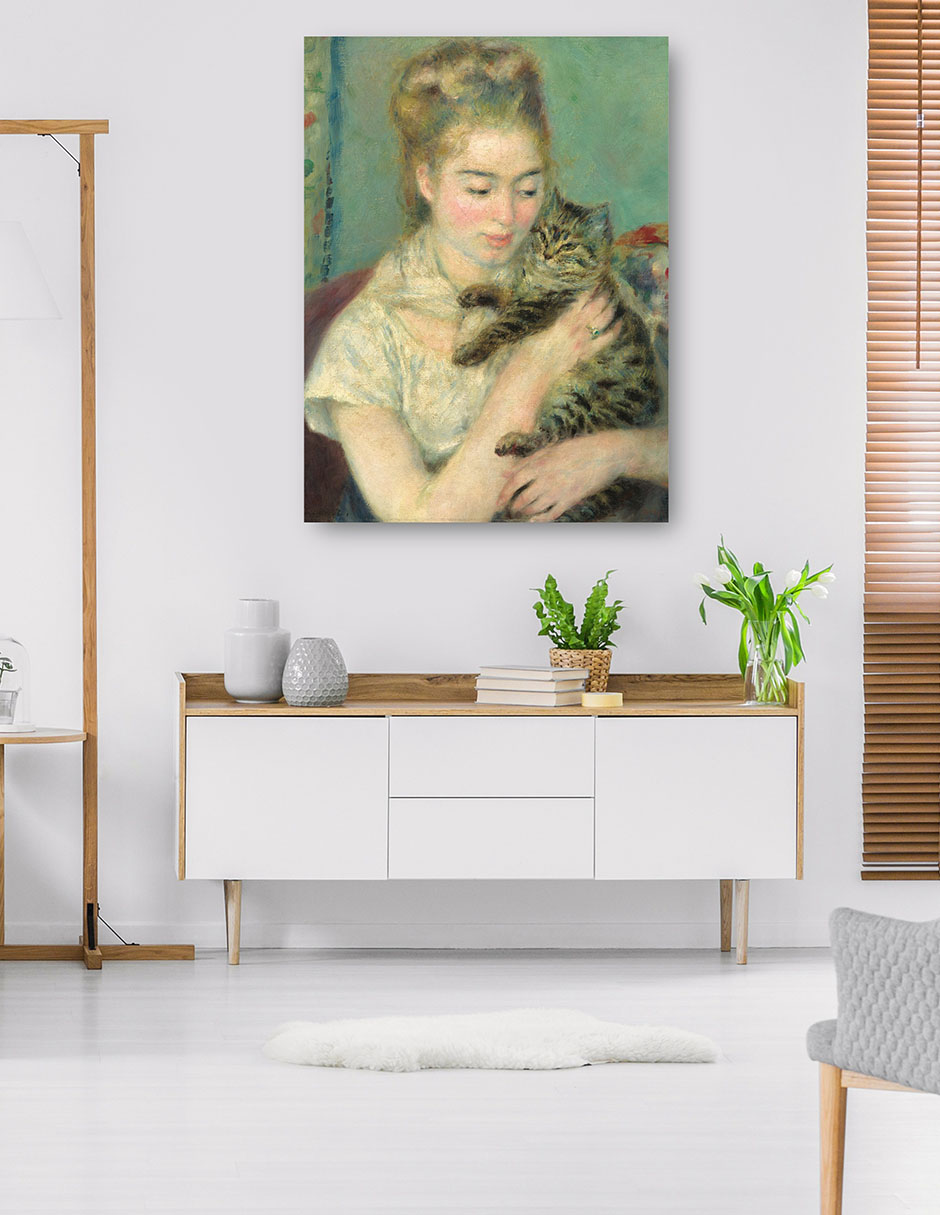Foto 6 pulgar | Cuadro Decorativo - Mujer Con Un Gato- Pierre-auguste Renoir - Fotografía - 28x36 - Impresión En Lienzo - Fine Art Tj