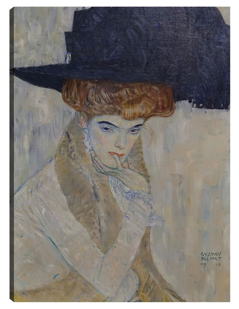 Cuadro Decorativo - El Sombrero De Plumas Negras (1910)- Gustav Klimt - Fotografía - 28x36 - Impresión En Lienzo