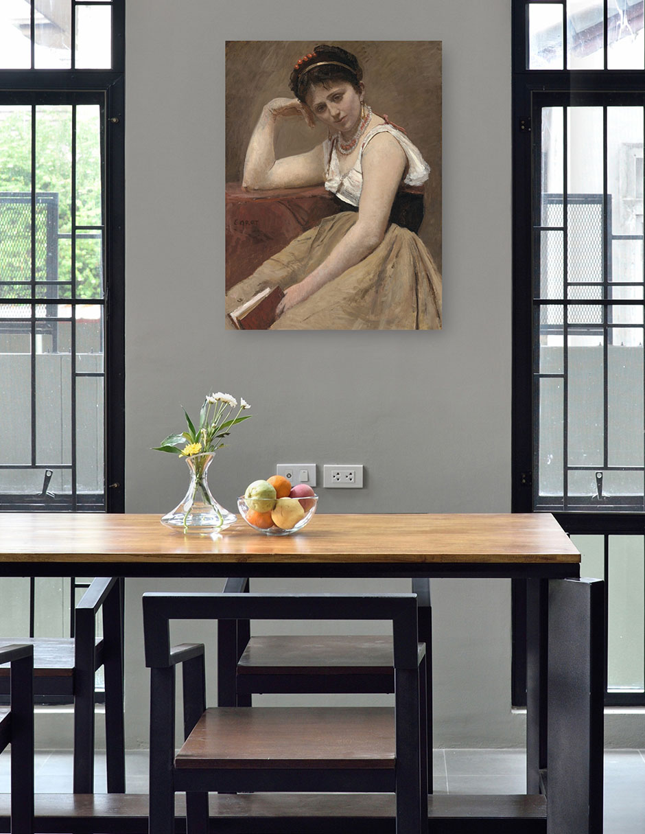 Foto 5 pulgar | Cuadro Decorativo - Lectura Interrumpida- Jean-baptiste-camille Corot - Fotografía - 46x61 - Impresión En Lienzo