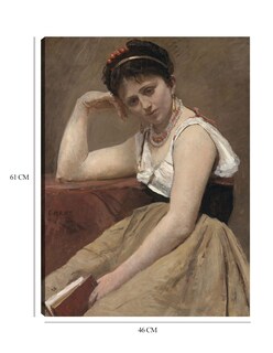 Foto 6 | Cuadro Decorativo - Lectura Interrumpida- Jean-baptiste-camille Corot - Fotografía - 46x61 - Impresión En Lienzo