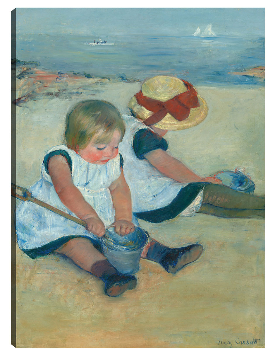 Cuadro Decorativo - Niños Jugando En La Playa- Mary Cassatt - Costa - 69x92 - Impresión En Lienzo - Fine Art Tj