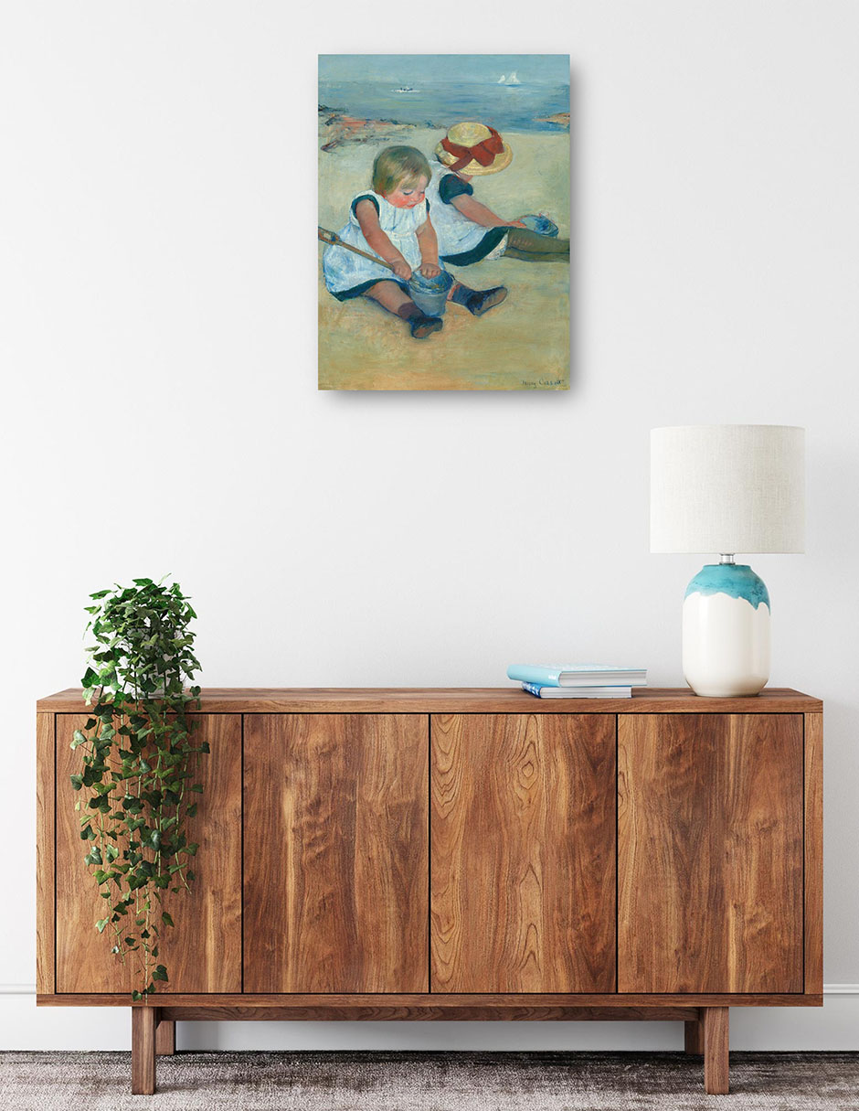 Foto 2 | Cuadro Decorativo - Niños Jugando En La Playa- Mary Cassatt - Costa - 69x92 - Impresión En Lienzo - Fine Art Tj