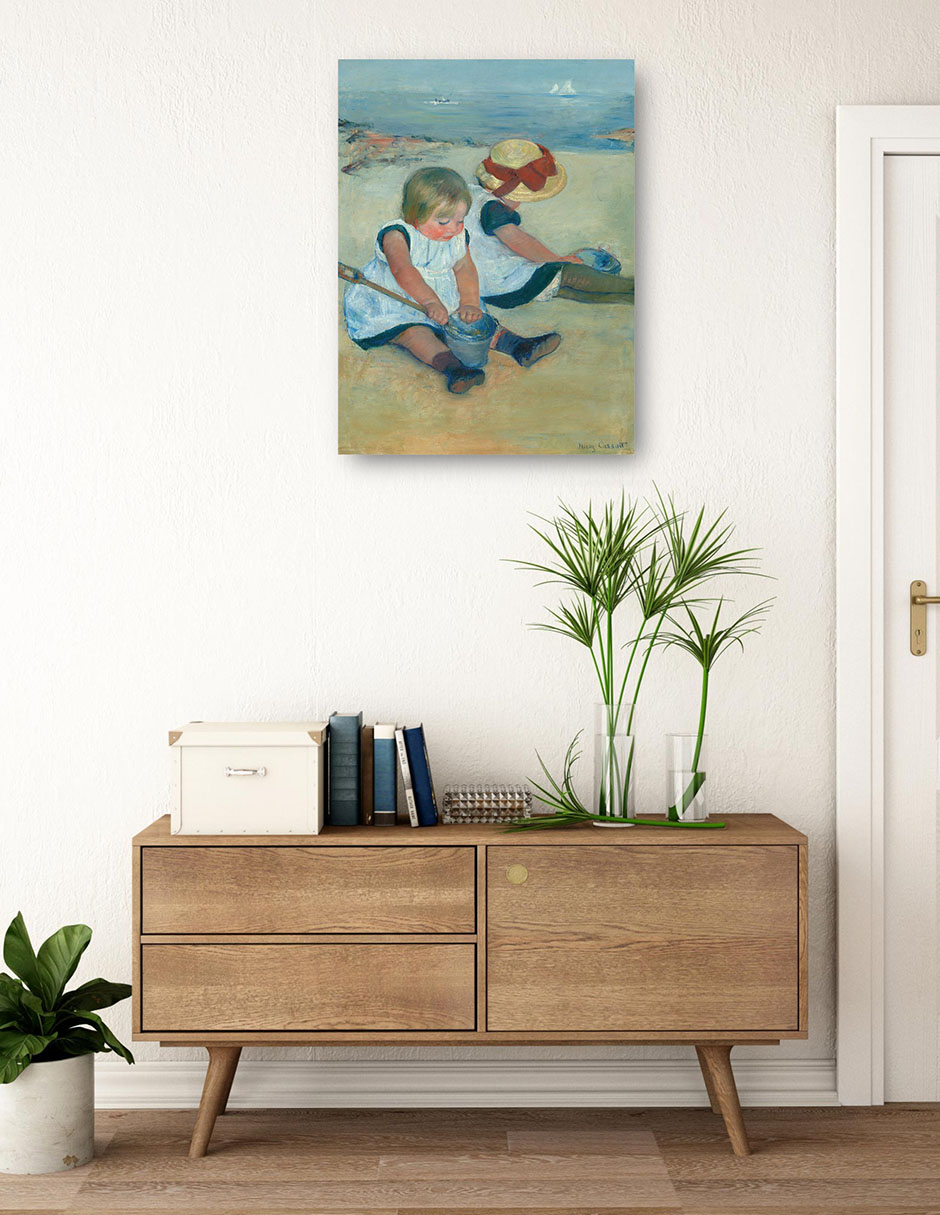 Foto 4 pulgar | Cuadro Decorativo - Niños Jugando En La Playa- Mary Cassatt - Costa - 69x92 - Impresión En Lienzo - Fine Art Tj