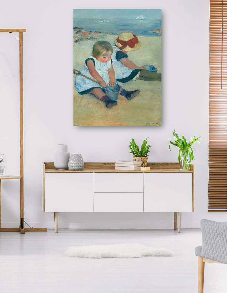 Foto 6 pulgar | Cuadro Decorativo - Niños Jugando En La Playa- Mary Cassatt - Costa - 69x92 - Impresión En Lienzo - Fine Art Tj