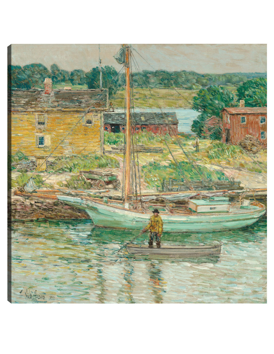 Cuadro Decorativo - Balandra De Ostras, Cos Cob, 1902- Childe Hassam - Costa - 51x51 - Impresión En Lienzo - Fine Art T