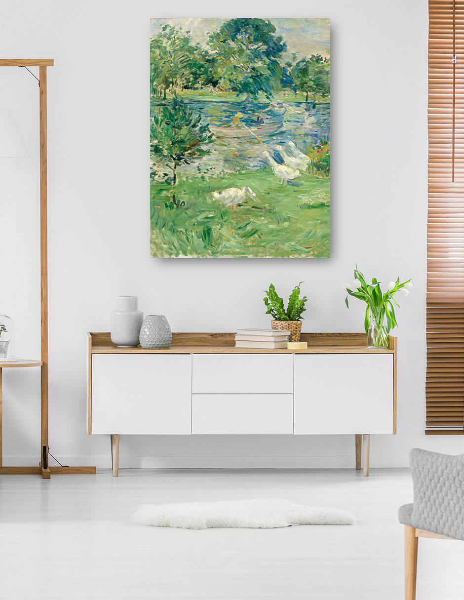 Foto 6 pulgar | Cuadro Decorativo - Chica En Un Barco Con Gansos- Berthe Morisot - Paisaje - 69x92 - Impresión En Lienzo - Fine Art Tj