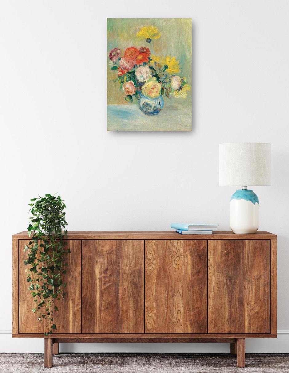 Foto 2 | Cuadro Decorativo - Jarrón De Rosas Y Dalias- Pierre-auguste Renoir  - Floral - 46x61 - Impresión En Lienzo - Fine A