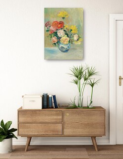 Foto 3 | Cuadro Decorativo - Jarrón De Rosas Y Dalias- Pierre-auguste Renoir - Floral - 46x61 - Impresión En Lienzo - Fine A