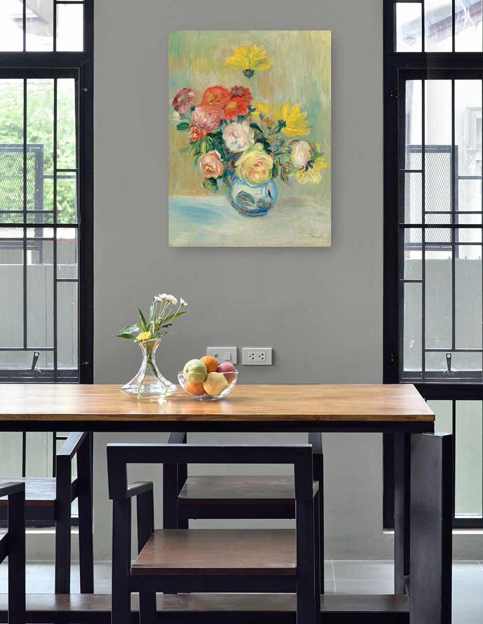 Foto 5 pulgar | Cuadro Decorativo - Jarrón De Rosas Y Dalias- Pierre-auguste Renoir  - Floral - 46x61 - Impresión En Lienzo - Fine A