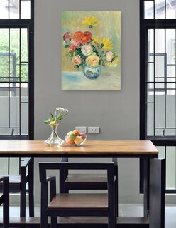 Foto 4 | Cuadro Decorativo - Jarrón De Rosas Y Dalias- Pierre-auguste Renoir - Floral - 46x61 - Impresión En Lienzo - Fine A