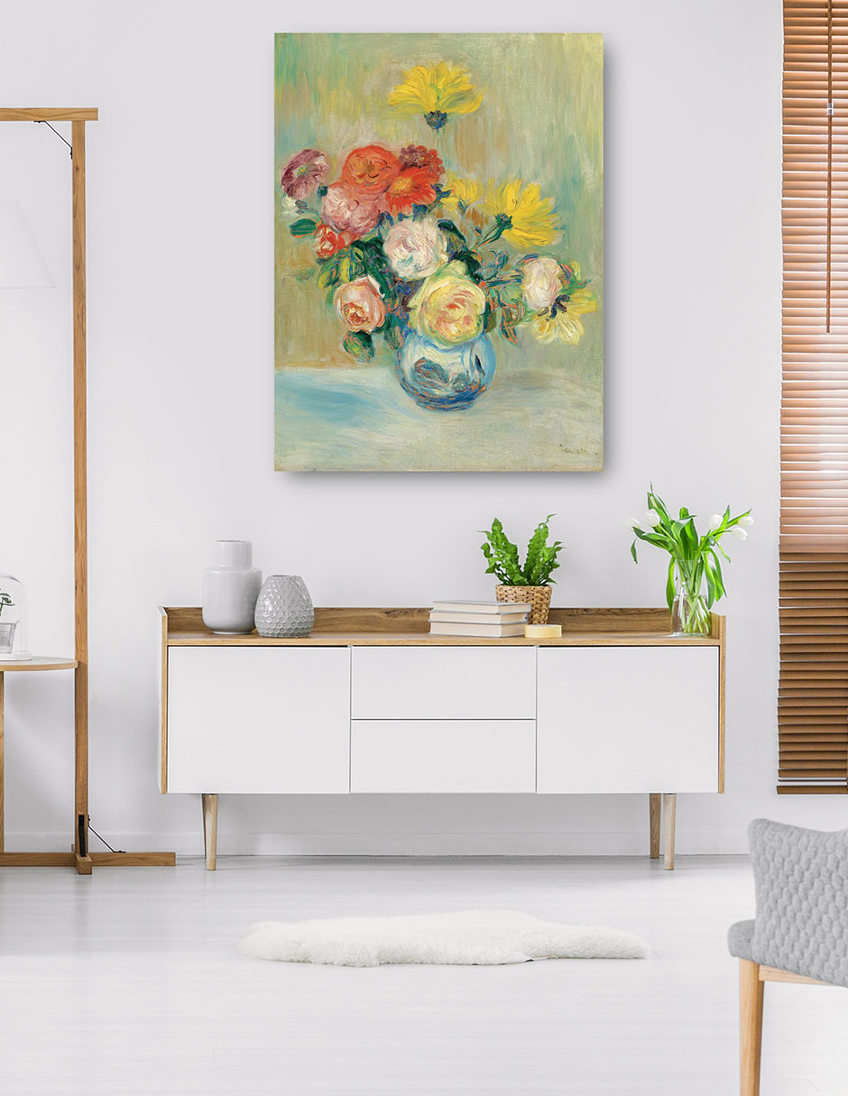 Foto 6 pulgar | Cuadro Decorativo - Jarrón De Rosas Y Dalias- Pierre-auguste Renoir  - Floral - 46x61 - Impresión En Lienzo - Fine A
