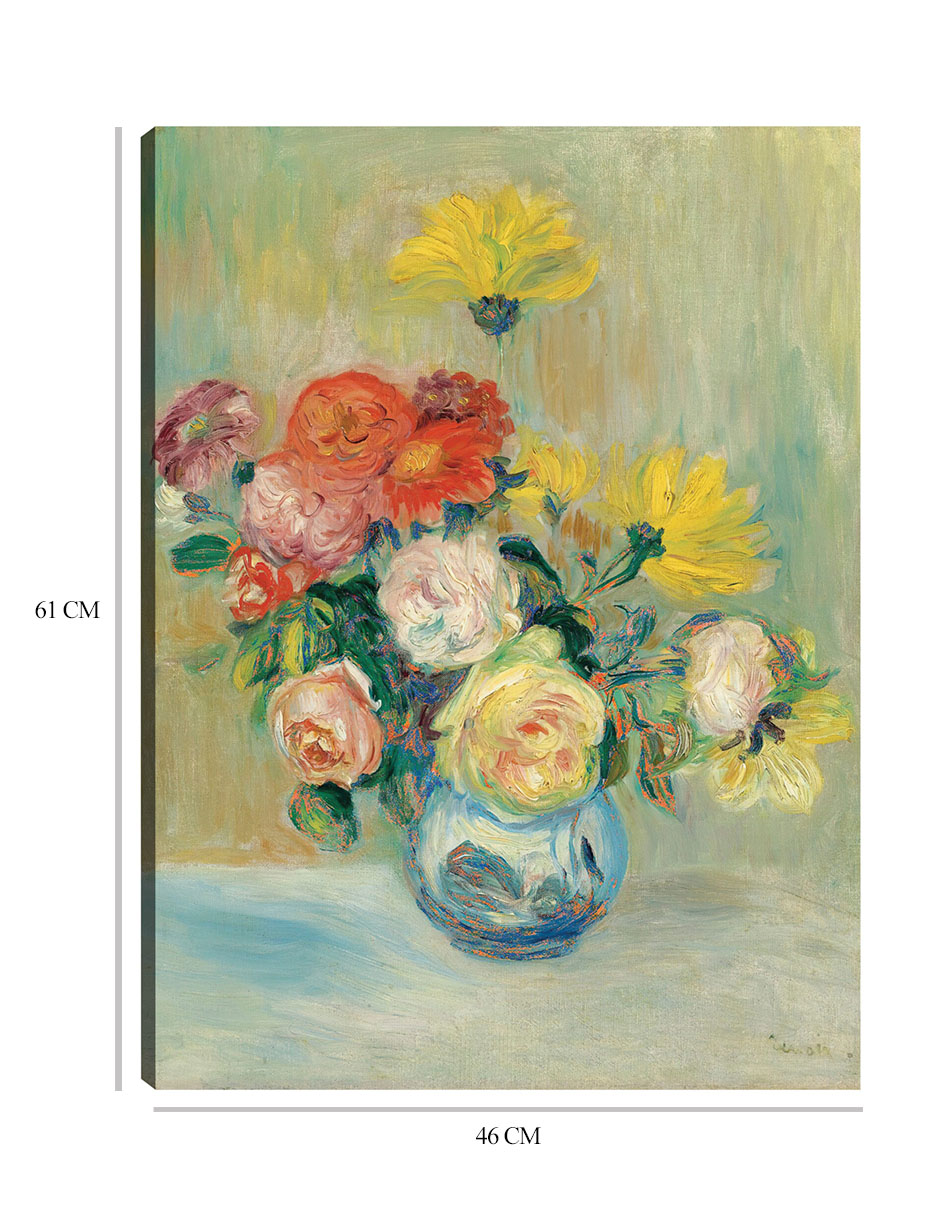 Foto 7 pulgar | Cuadro Decorativo - Jarrón De Rosas Y Dalias- Pierre-auguste Renoir  - Floral - 46x61 - Impresión En Lienzo - Fine A