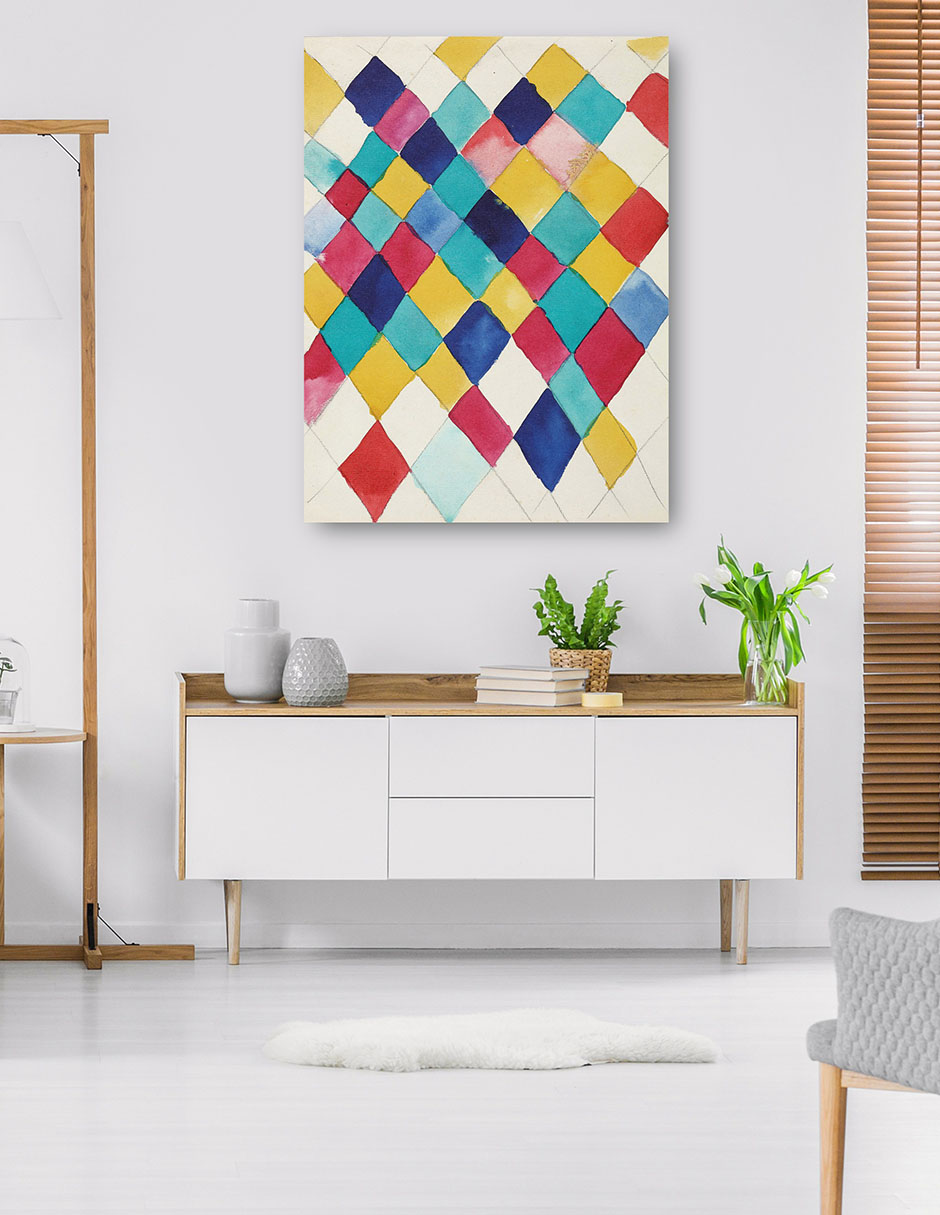 Foto 5 | Cuadro Decorativo - Farbstudie Mit Rauten (1913)- Wassily Kandinsky - Abstracto - 46x61 - Impresión En Lienzo - Fine