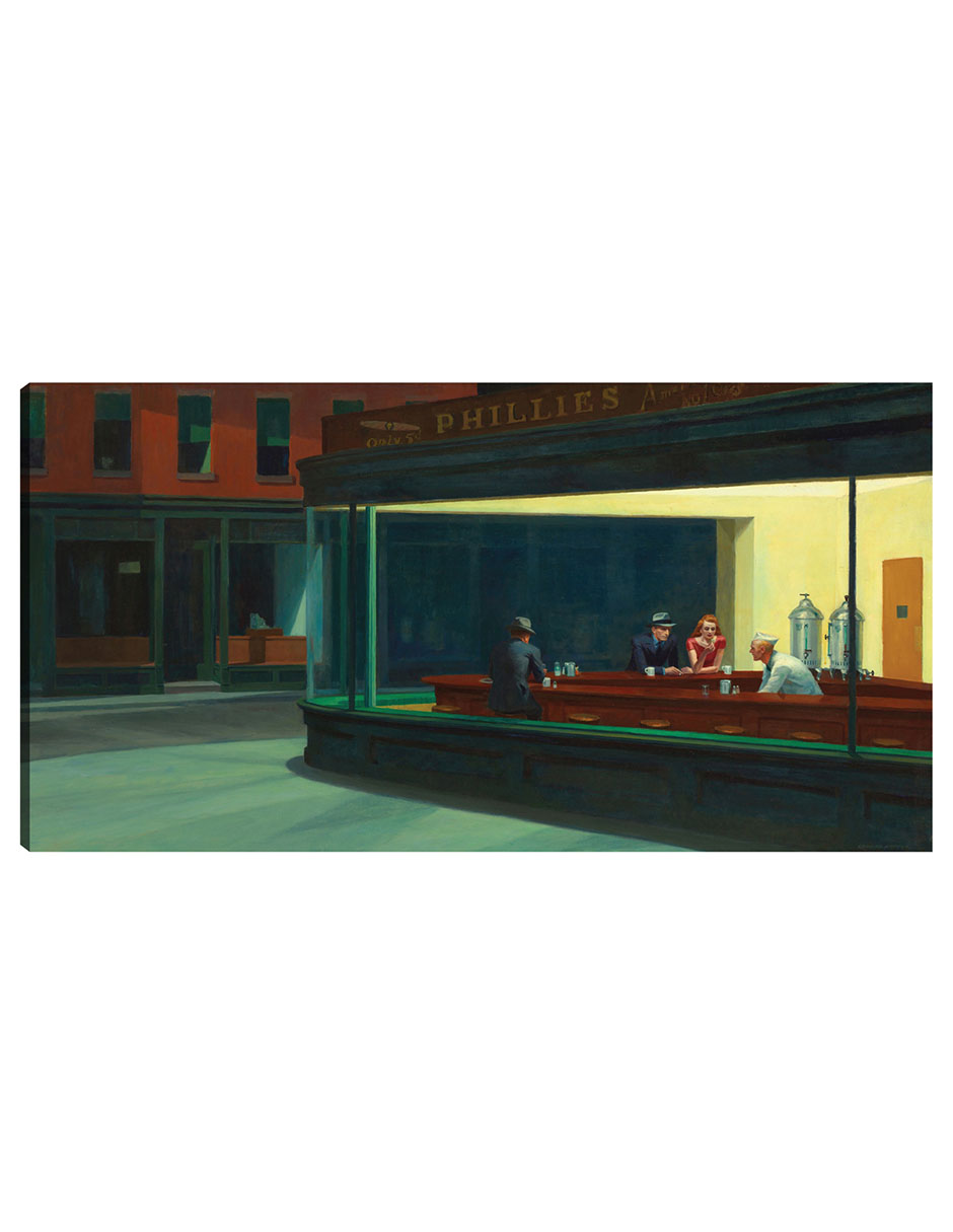 Foto 2 pulgar | Cuadro Decorativo - Halcones Nocturnos (1942)- Edward Hopper - Fotografía - 34x64 - Impresión En Lienzo - Fine Art Tj