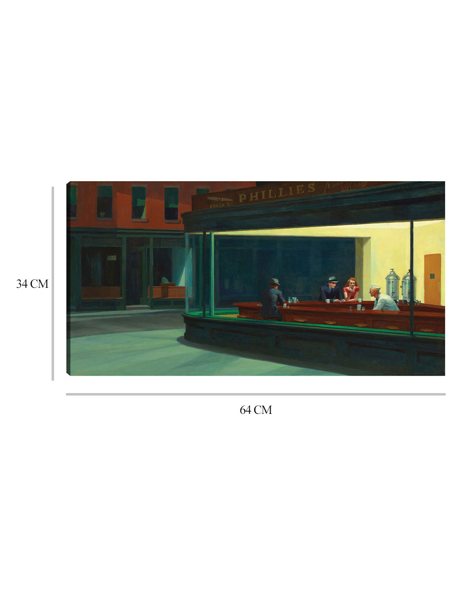 Foto 7 pulgar | Cuadro Decorativo - Halcones Nocturnos (1942)- Edward Hopper - Fotografía - 34x64 - Impresión En Lienzo - Fine Art Tj