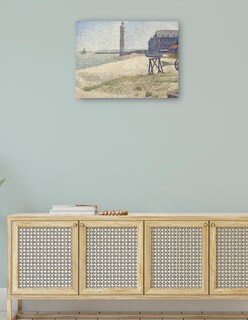 Foto 4 | Cuadro Decorativo - El Faro De Honfleur (1886)- Georges Seurat - Costa - 46x61 - Impresión En Lienzo - Fine Art Tj