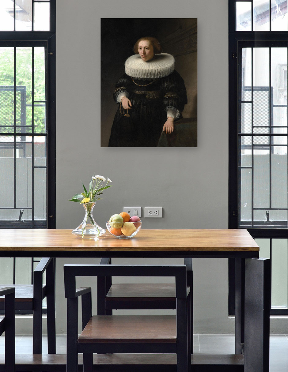Foto 5 pulgar | Cuadro Decorativo - Retrato De Una Mujer (1632)- Rembrandt Van Rijn - Fotografía - 46x61 - Impresión En Lienzo - F