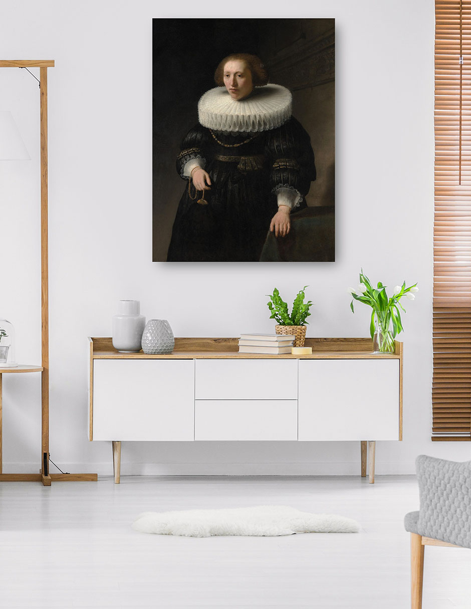 Foto 6 pulgar | Cuadro Decorativo - Retrato De Una Mujer (1632)- Rembrandt Van Rijn - Fotografía - 46x61 - Impresión En Lienzo - F