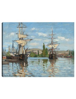 Foto 1 | Cuadro Decorativo - Barcos Navegando Por El Sena En Rouen- Claude Monet - Religión - 77x102 - Impresión En Lien