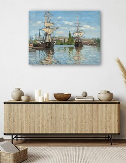 Foto 5 | Cuadro Decorativo - Barcos Navegando Por El Sena En Rouen- Claude Monet - Religión - 77x102 - Impresión En Lien