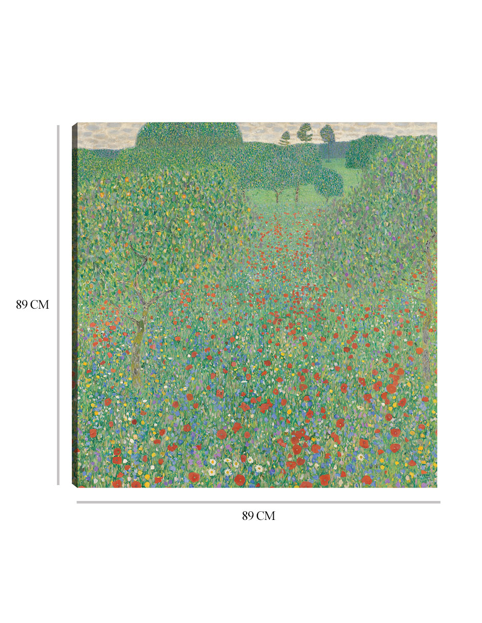 Foto 7 pulgar | Cuadro Decorativo - Prado De Amapolas En Flor (1907)- Gustav Klimt - Floral - 89x89 - Impresión En Lienzo - Fine Art Tj