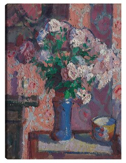 Foto 1 | Cuadro Decorativo - Rosas En Un Jarrón Azul (hacia 1914-15)- Harold Gilman - Floral - 69x92 - Impresión En Lien