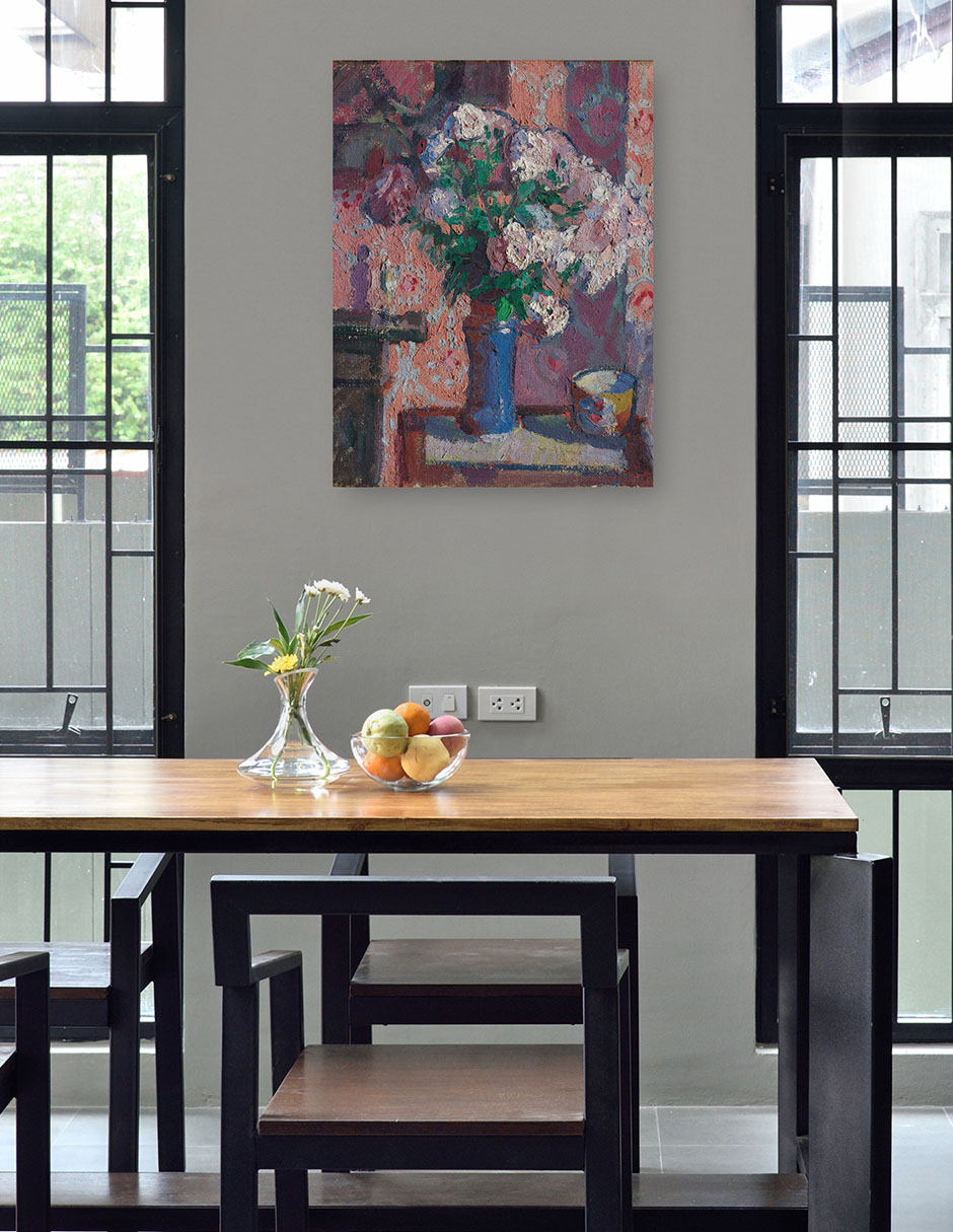 Foto 4 | Cuadro Decorativo - Rosas En Un Jarrón Azul (hacia 1914-15)- Harold Gilman - Floral - 69x92 - Impresión En Lien