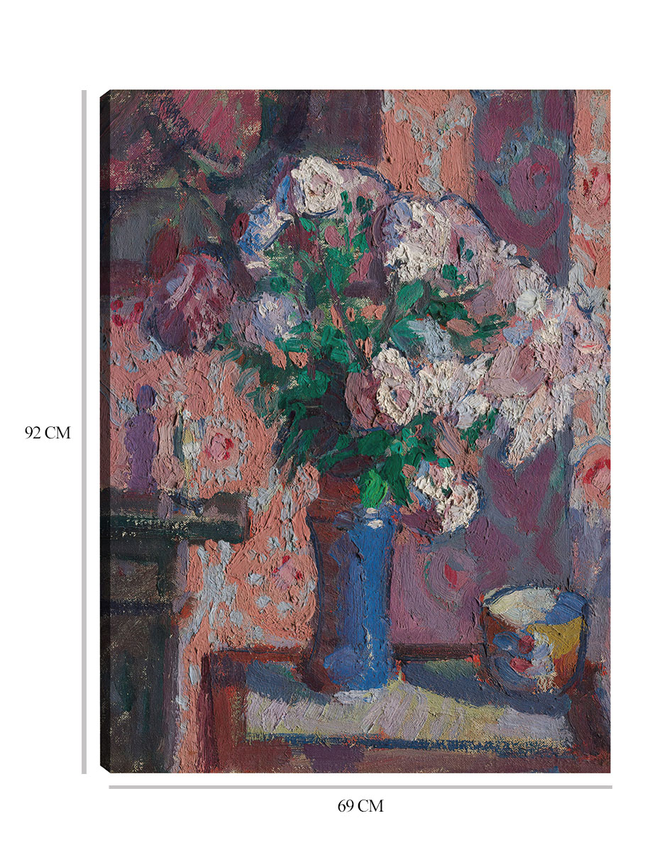 Foto 7 pulgar | Cuadro Decorativo - Rosas En Un Jarrón Azul (hacia 1914-15)- Harold Gilman - Floral - 69x92 - Impresión En Lien