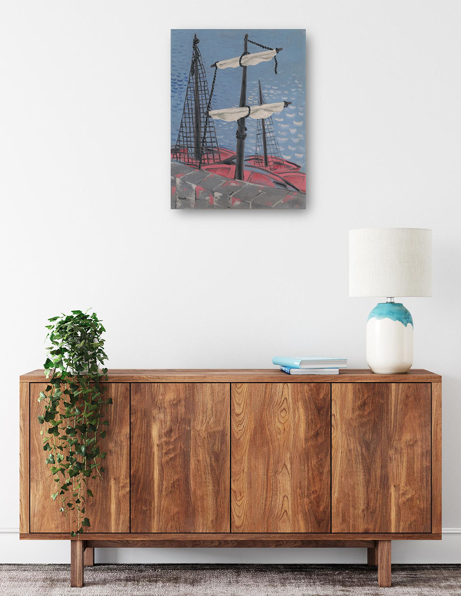 Foto 2 | Cuadro Decorativo - Barcos De Pesca (1932)- Mikuláš Galanda - Costa - 69x92 - Impresión En Lienzo - Fine Art Tj