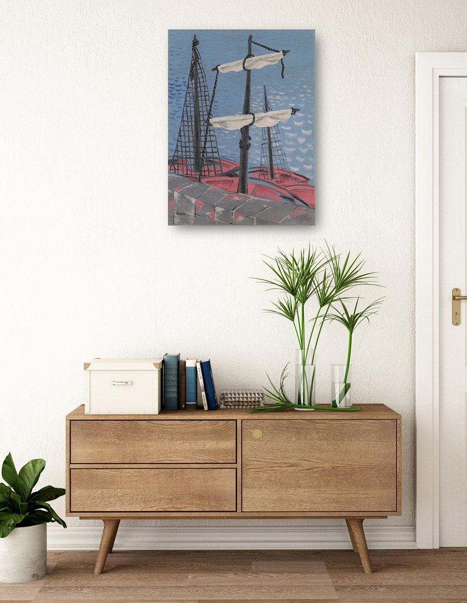Foto 4 pulgar | Cuadro Decorativo - Barcos De Pesca (1932)- Mikuláš Galanda - Costa - 69x92 - Impresión En Lienzo - Fine Art Tj