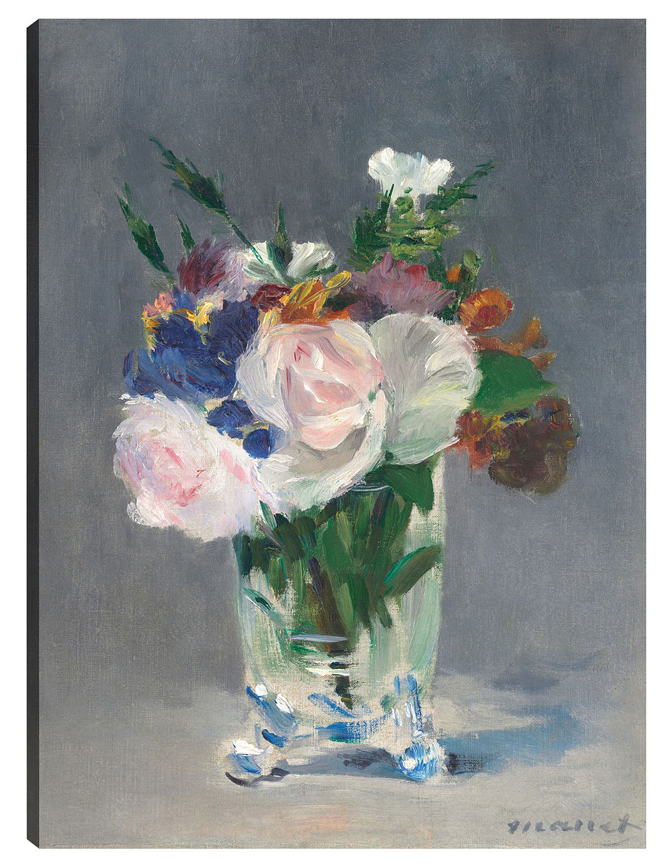 Cuadro Decorativo - Flores En Un Jarrón De Cristal- Edouard Manet - Floral - 69x92 - Impresión En Lienzo - Fine Art Tj