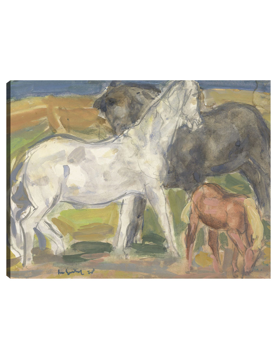 Foto 2 pulgar | Cuadro Decorativo - Tres Caballos En Un Paisaje (1918)- Leo Gestel - Religión - 46x61 - Impresión En Lienzo - Fine Ar