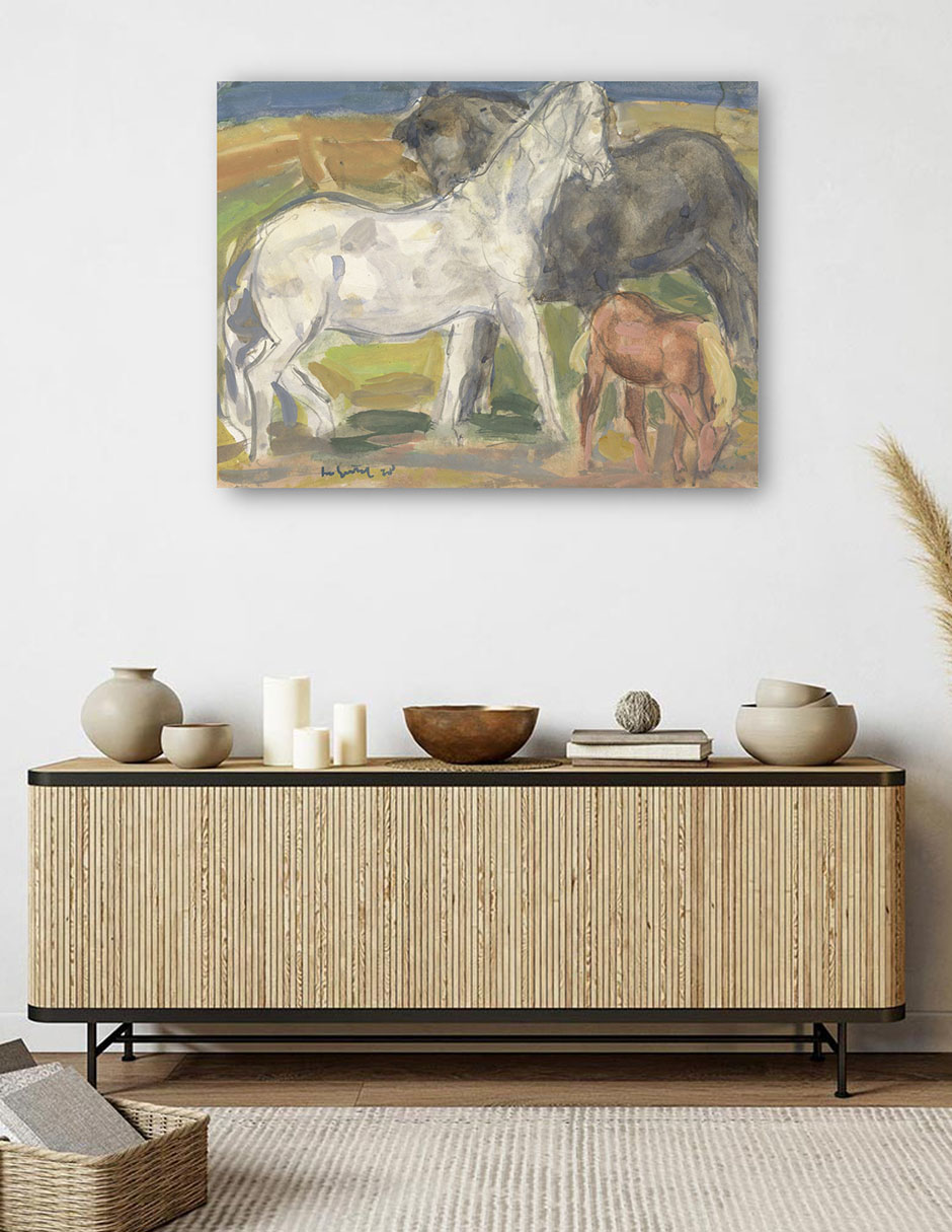 Foto 5 | Cuadro Decorativo - Tres Caballos En Un Paisaje (1918)- Leo Gestel - Religión - 46x61 - Impresión En Lienzo - Fine Ar