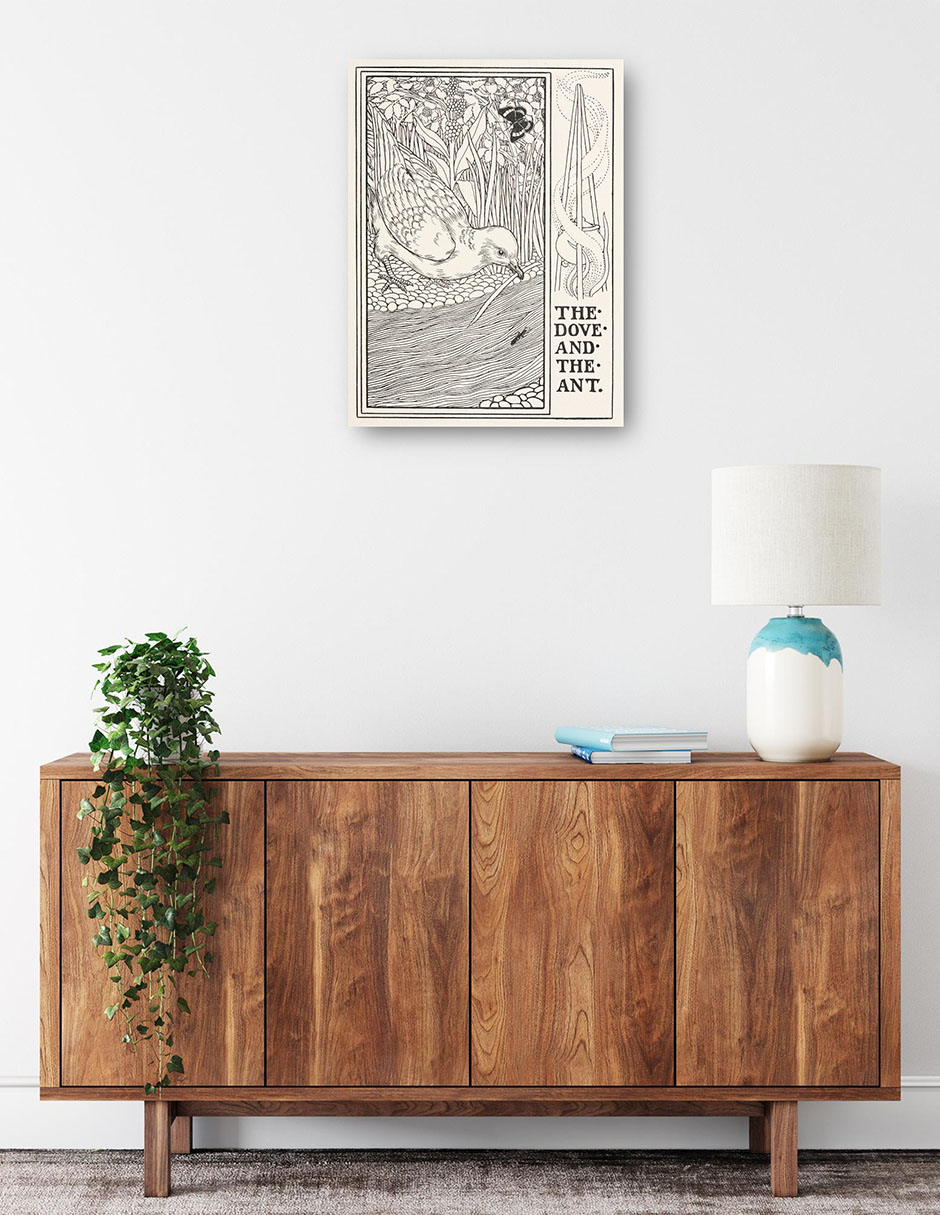 Foto 2 | Cuadro Decorativo - La Paloma Y La Hormiga (1900)- Percy J. Billinghurst - Animales - 28x36 - Impresión En Lienz