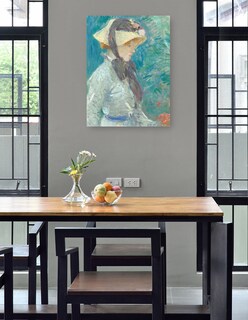 Foto 4 | Cuadro Decorativo - Mujer Joven Con Sombrero De Paja- Berthe Morisot - Fotografía - 28x36 - Impresión En Lienzo -