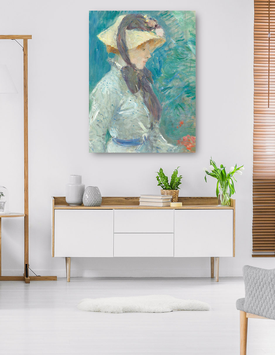 Foto 6 pulgar | Cuadro Decorativo - Mujer Joven Con Sombrero De Paja- Berthe Morisot - Fotografía - 28x36 - Impresión En Lienzo -