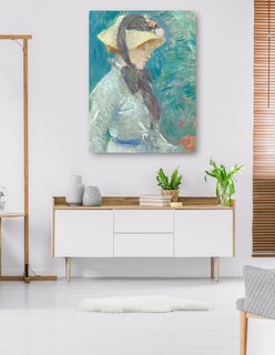 Foto 5 | Cuadro Decorativo - Mujer Joven Con Sombrero De Paja- Berthe Morisot - Fotografía - 28x36 - Impresión En Lienzo -