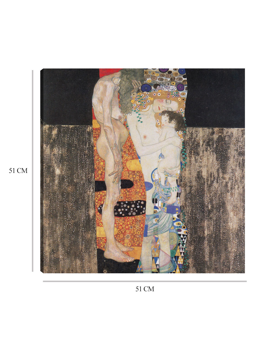 Foto 7 pulgar | Cuadro Decorativo - Las Tres Edades De La Mujer (1905)- Gustav Klimt - Fotografía - 51x51 - Impresión En Lienzo -
