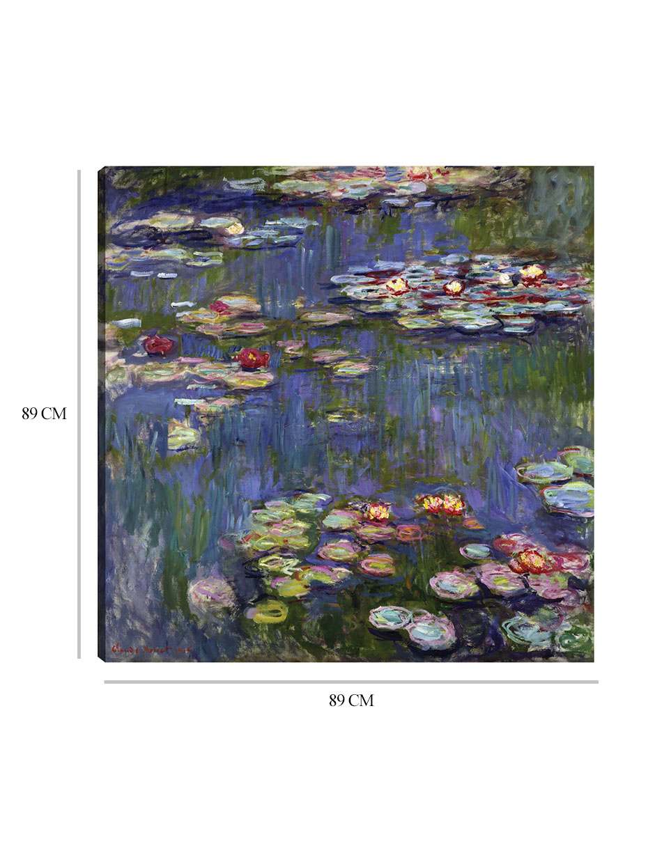 Foto 7 pulgar | Cuadro Decorativo - Lirios De Agua 1916- Claude Monet - Paisaje - 89x89 - Impresión En Lienzo - Fine Art Tj