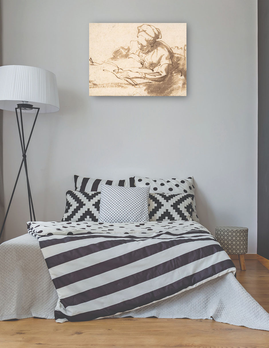 Foto 4 pulgar | Cuadro Decorativo - Mujer Leyendo (1606–69)- Rembrandt Van Rijn - Fotografía - 28x36 - Impresión En Lienzo - Fine Ar