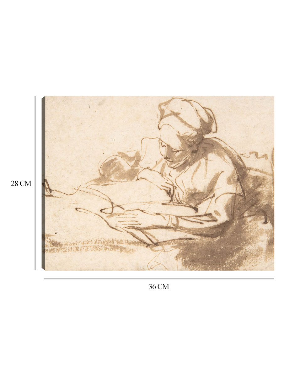Foto 7 pulgar | Cuadro Decorativo - Mujer Leyendo (1606–69)- Rembrandt Van Rijn - Fotografía - 28x36 - Impresión En Lienzo - Fine Ar