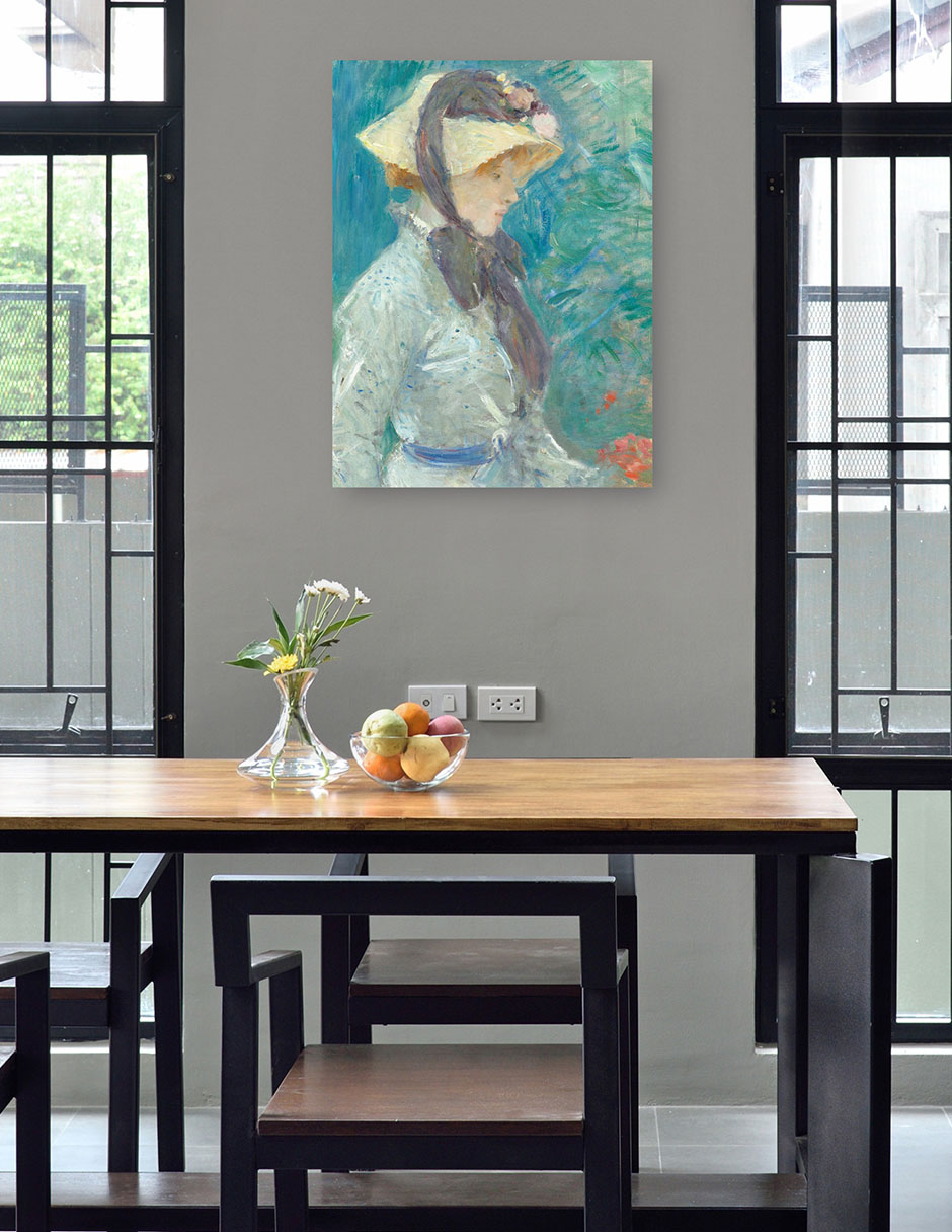 Foto 5 pulgar | Cuadro Decorativo - Mujer Joven Con Sombrero De Paja- Berthe Morisot - Fotografía - 46x61 - Impresión En Lienzo -