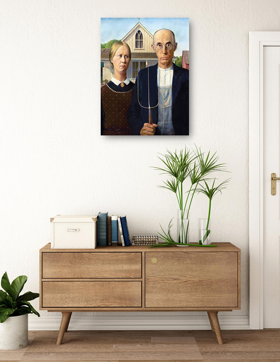 Foto 4 pulgar | Cuadro Decorativo - Gótico Americano (1930)- Grant Wood - Fotografía - 69x92 - Impresión En Lienzo - Fine Art Tj